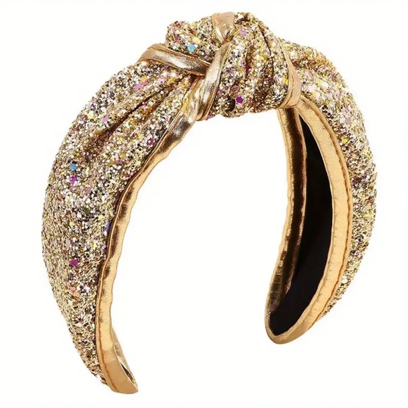 Whimsy_and_Lily Accessories - Gold Sparkle Knot Headband